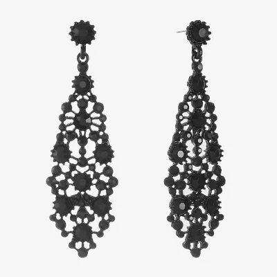 Mixit Black Chandelier Womens Black Hypoallergenic Drop Earrings