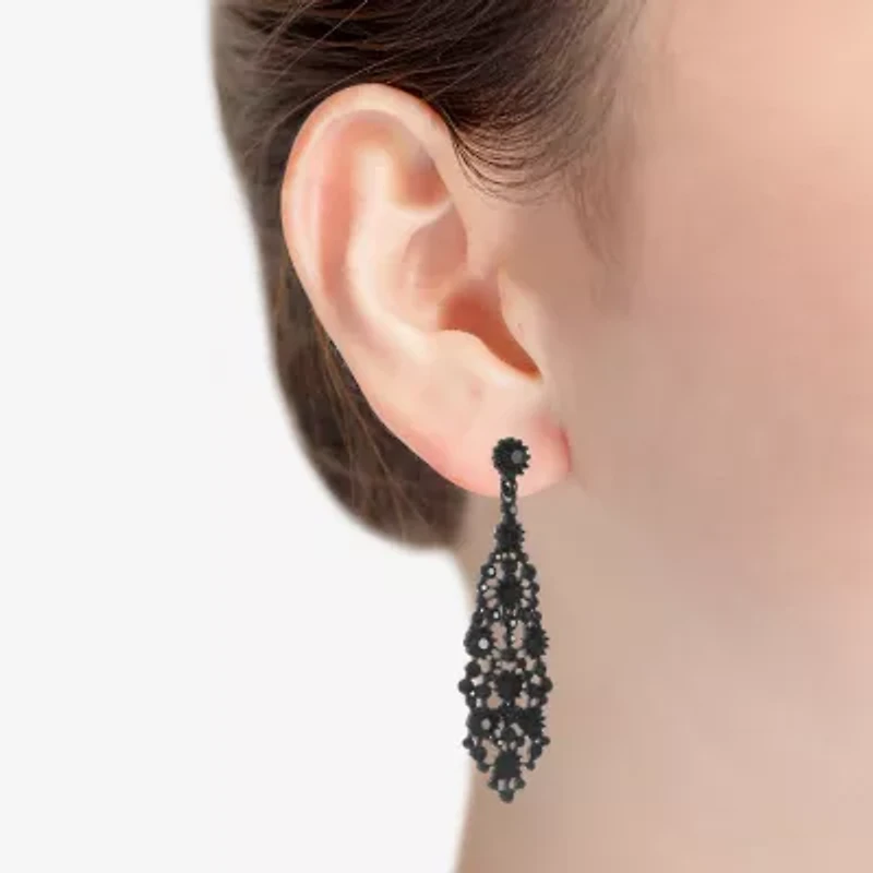 Mixit Black Chandelier Womens Black Hypoallergenic Drop Earrings