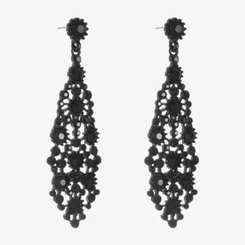 Mixit Black Chandelier Womens Black Hypoallergenic Drop Earrings
