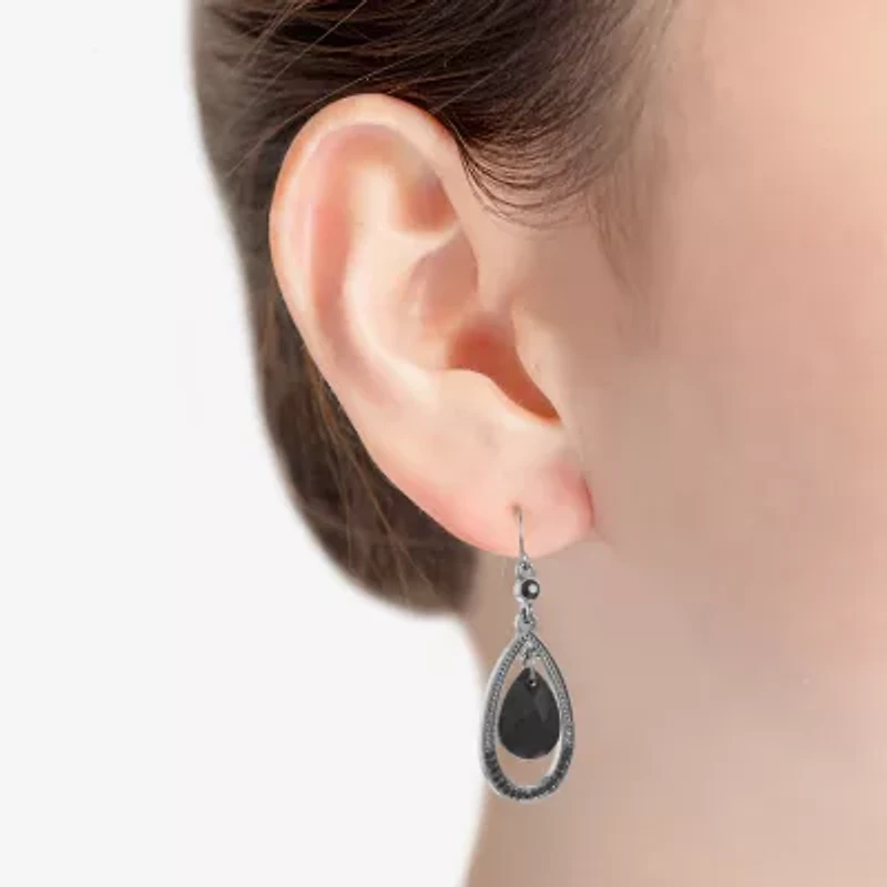 Mixit Black Womens Black Drop Earrings