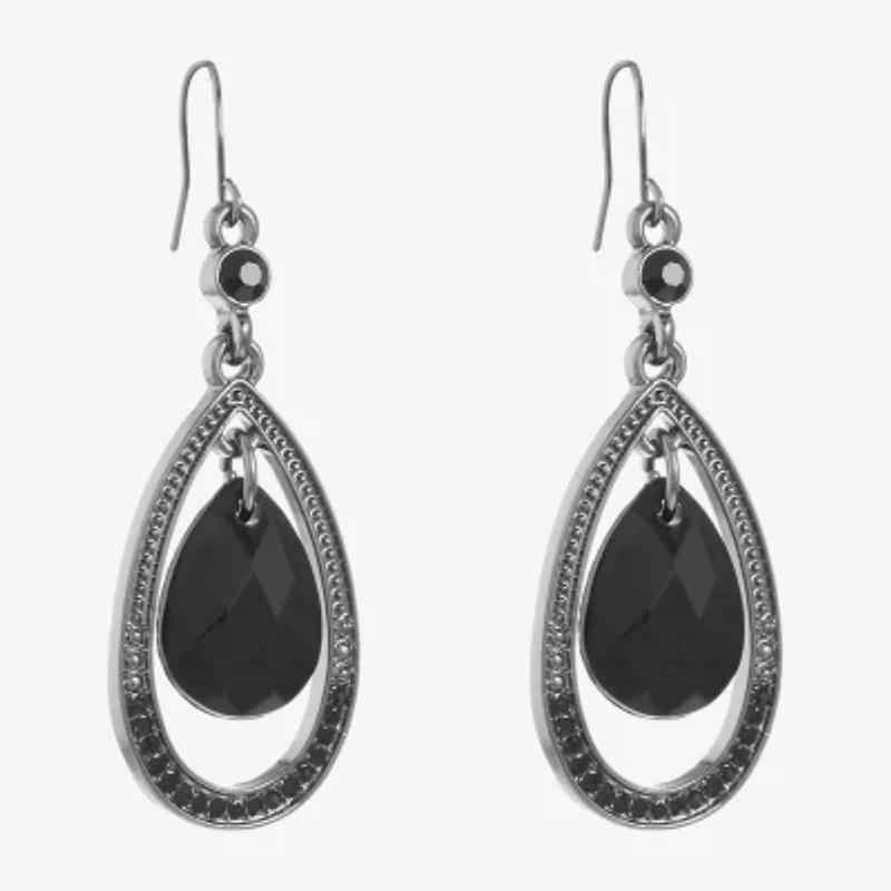 Mixit Black Womens Black Drop Earrings
