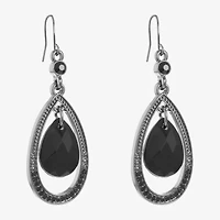 Mixit Black Womens Black Drop Earrings