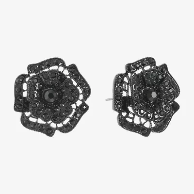 Mixit Black Black 30mm Flower Stud Earrings