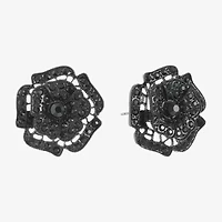 Mixit Black Black 30mm Flower Stud Earrings