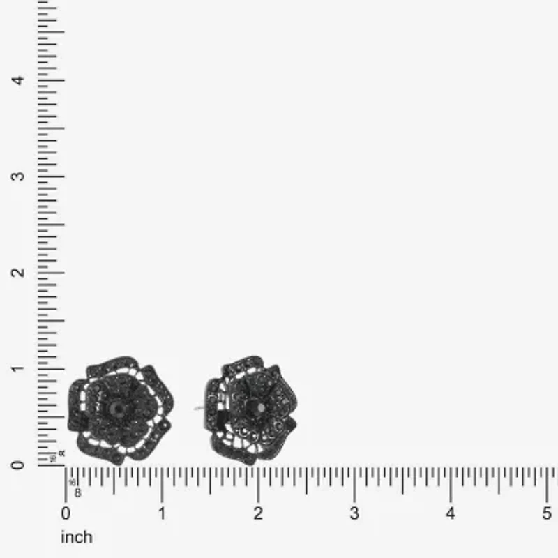 Mixit Black Black 30mm Flower Stud Earrings