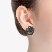 Mixit Black Black 30mm Flower Stud Earrings