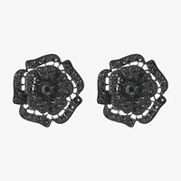 Mixit Black Black 30mm Flower Stud Earrings
