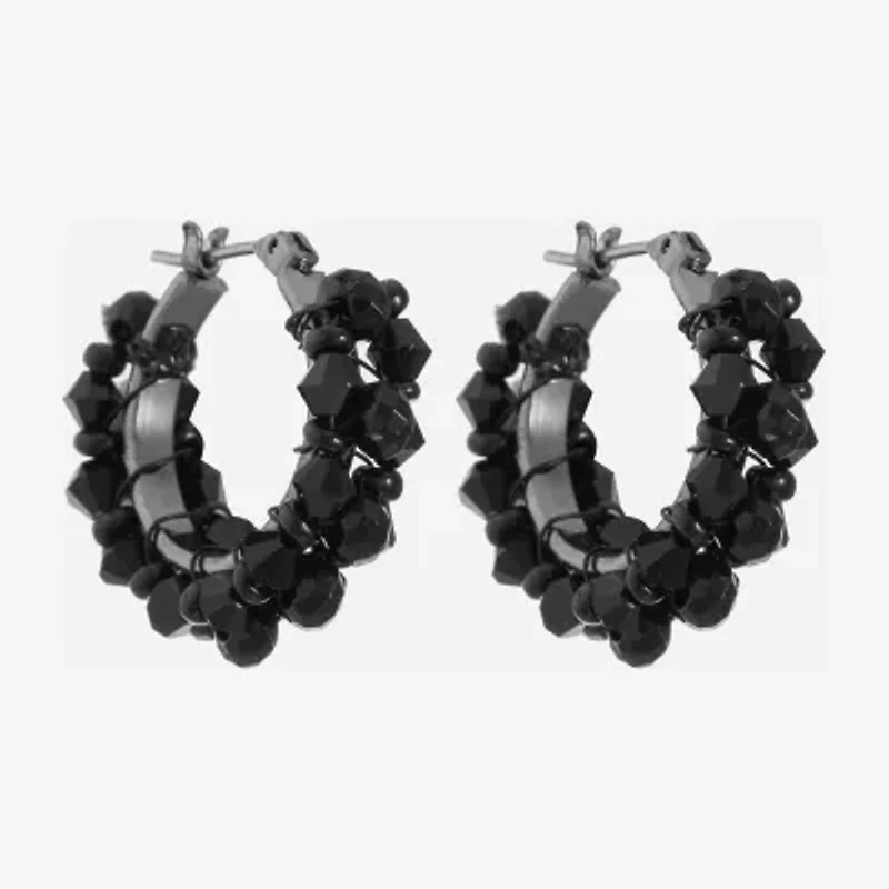 Mixit Womens Black 22mm Hypoallergenic Hoop Earrings