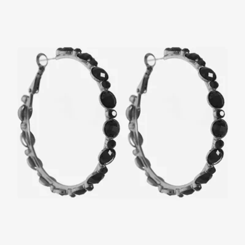 Mixit Black Womens Black 55mm Hypoallergenic Hoop Earrings
