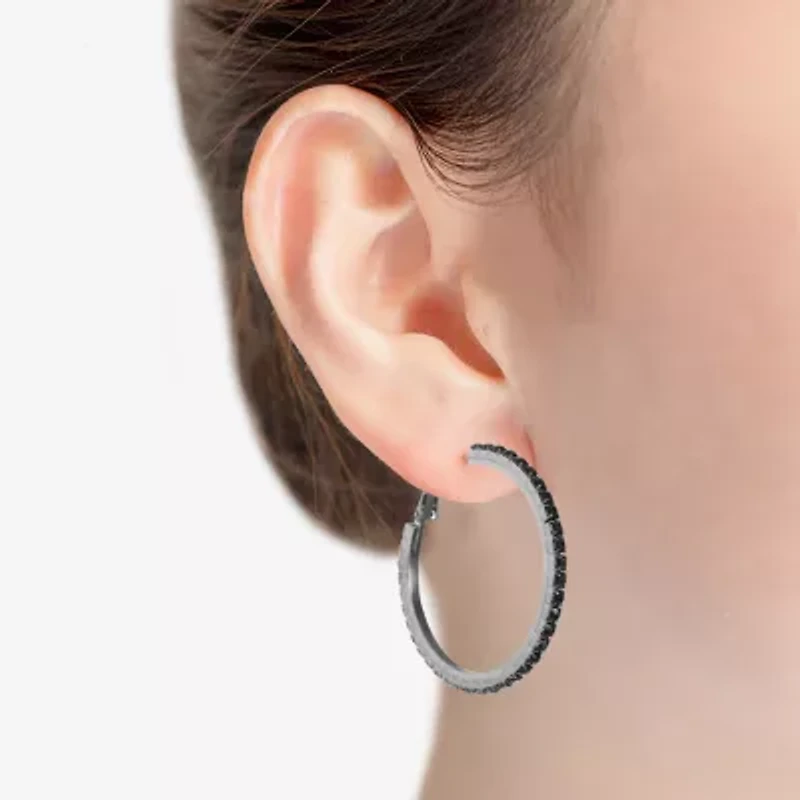 Mixit Womens Black 39.1mm Hypoallergenic Hoop Earrings