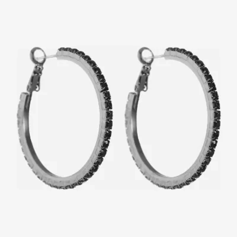 Mixit Womens Black 39.1mm Hypoallergenic Hoop Earrings
