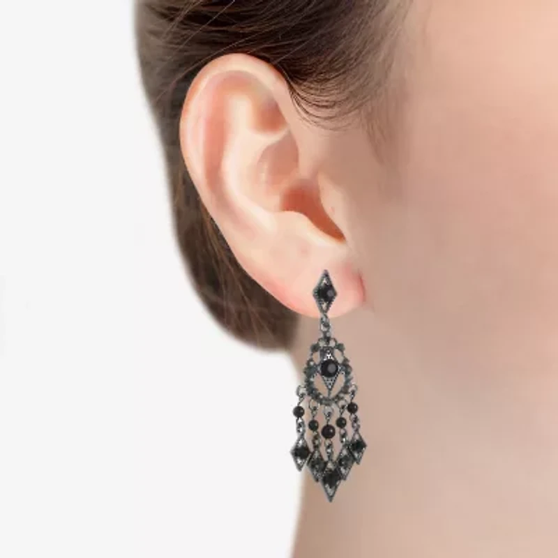Mixit Black Womens Black Hypoallergenic Chandelier Earrings