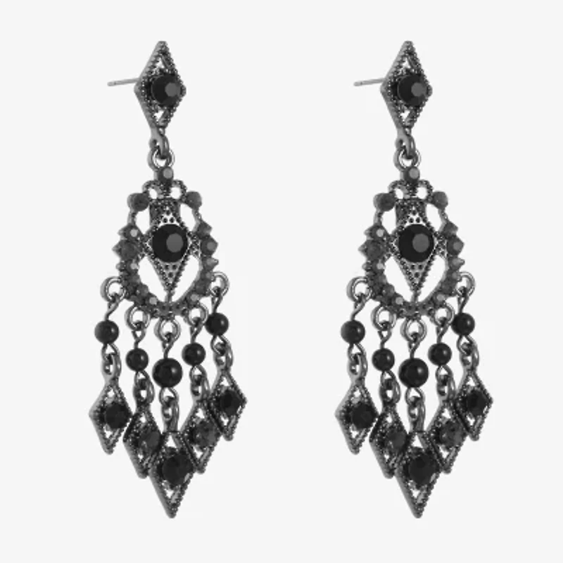 Mixit Black Womens Black Hypoallergenic Chandelier Earrings