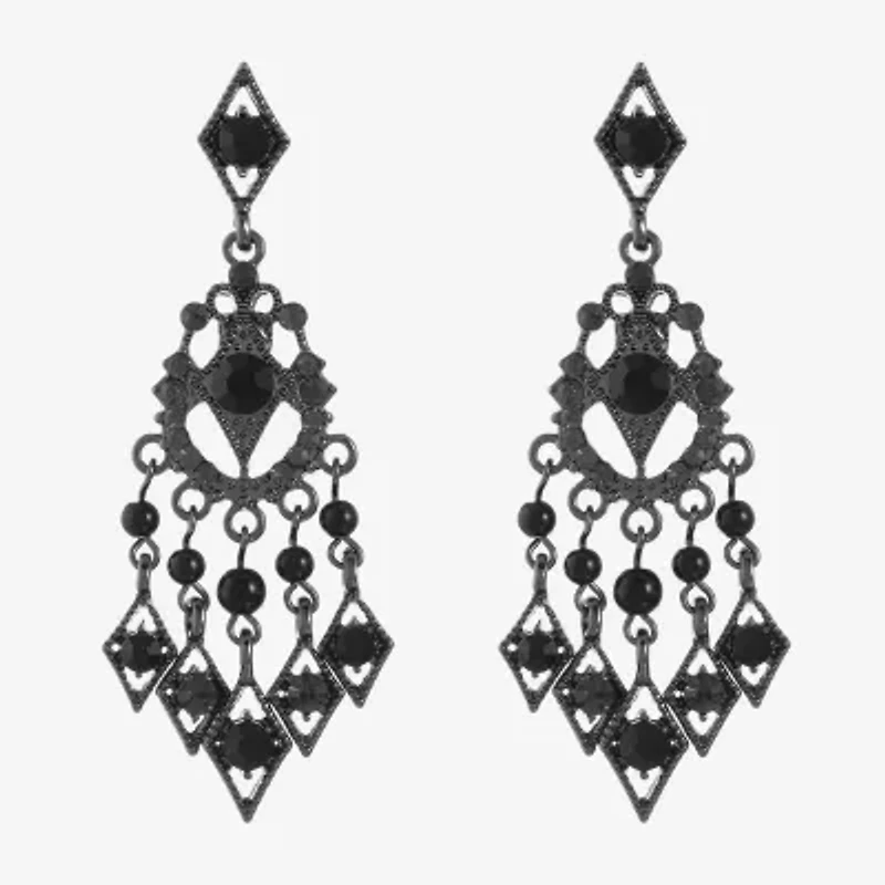 Mixit Black Womens Black Hypoallergenic Chandelier Earrings