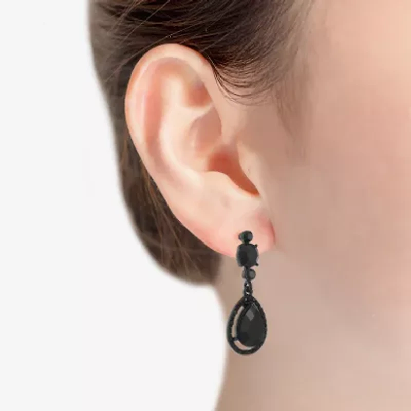 Mixit Black Womens Black Drop Earrings