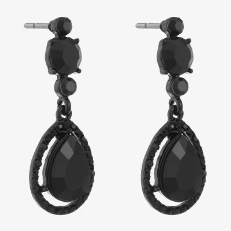 Mixit Black Womens Black Drop Earrings