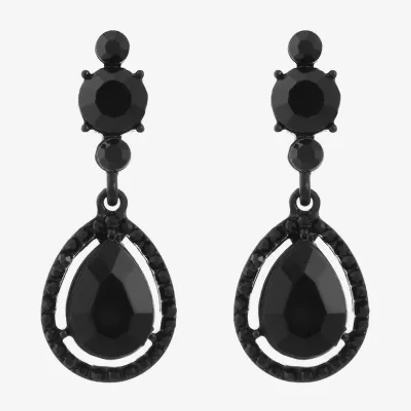 Mixit Black Womens Black Drop Earrings