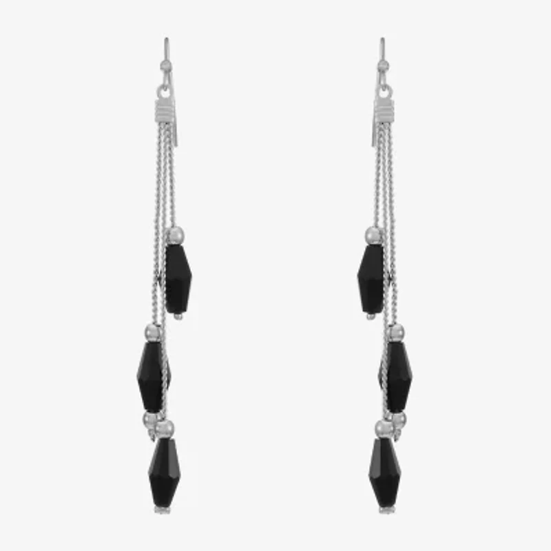 Mixit Womens Black Drop Earrings