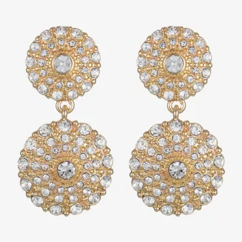 Monet® Gold-Tone Crystal Double Drop Earrings