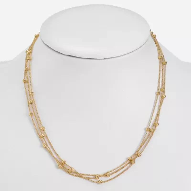 Liz Claiborne® Silver-Tone 3-Strand Ball Layered Necklace