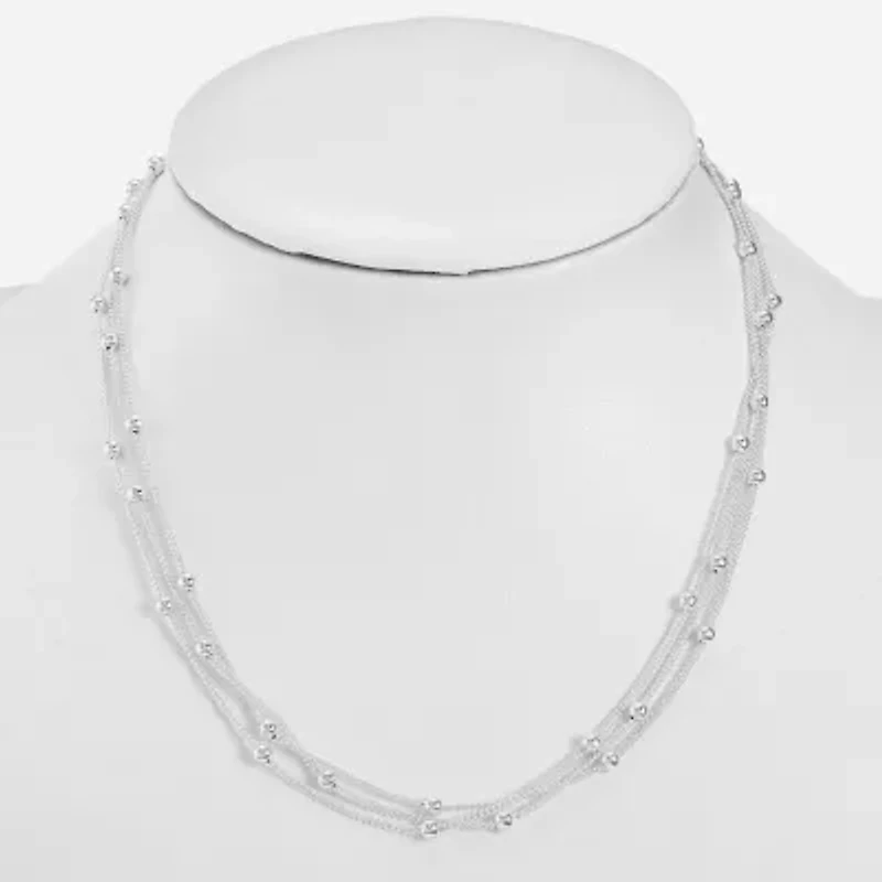 Liz Claiborne® Silver-Tone 3-Strand Ball Layered Necklace