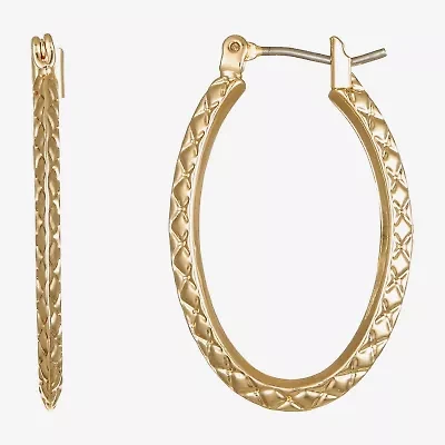 Liz Claiborne® Gold-Tone, Textured Oval Hoop Earrings