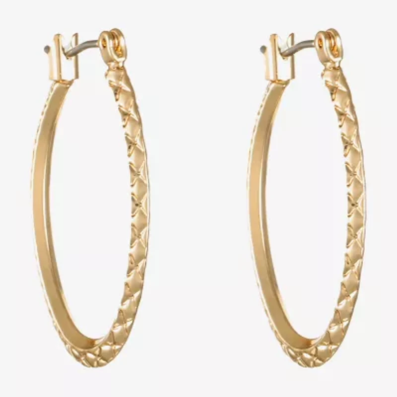 Liz Claiborne® Gold-Tone, Textured Oval Hoop Earrings