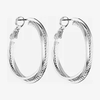 Liz Claiborne® Silver-Tone, Twisted Hoop Earrings