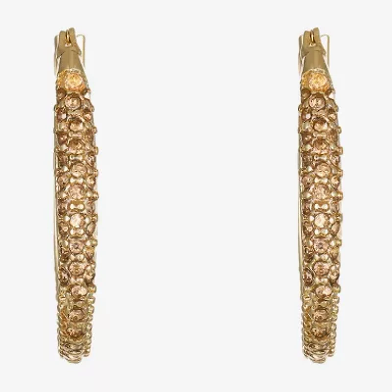 Monet® Gold-Tone Crystal Oval Hoop Earrings