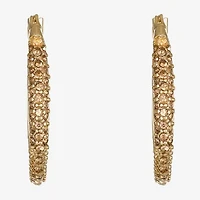 Monet® Gold-Tone Crystal Oval Hoop Earrings