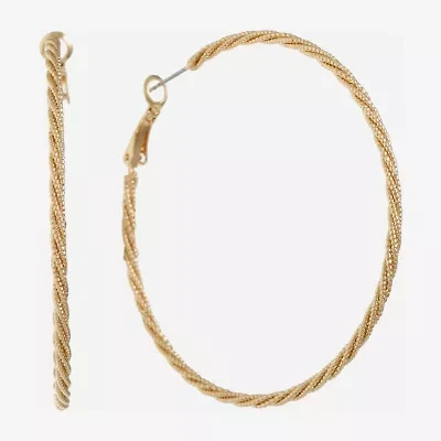 Monet Jewelry Gold Tone Twist Womens 60mm Hypoallergenic Hoop Earrings