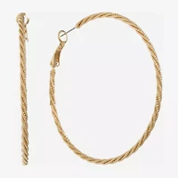 Monet Jewelry Gold Tone Twist Womens 60mm Hypoallergenic Hoop Earrings