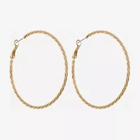 Monet Jewelry Gold Tone Twist Womens 60mm Hypoallergenic Hoop Earrings