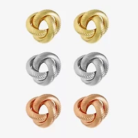 Monet Jewelry Mixed Metal Knot Stud Womens Hypoallergenic 3 Pair Earring Set