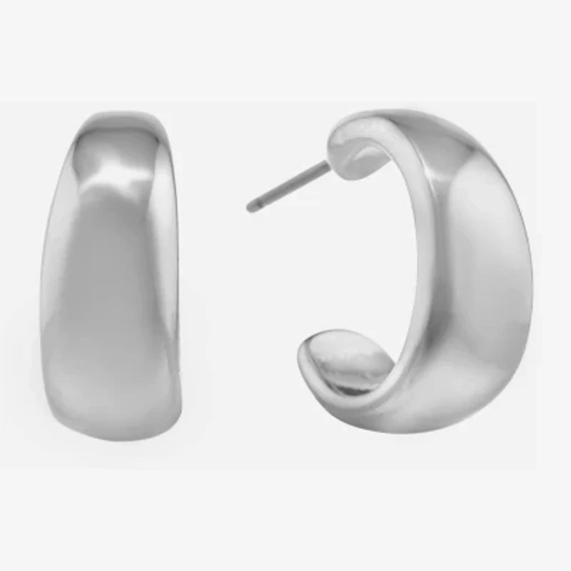 Liz Claiborne Silver Tone Small Womens 17mm Hypoallergenic Hoop Earrings