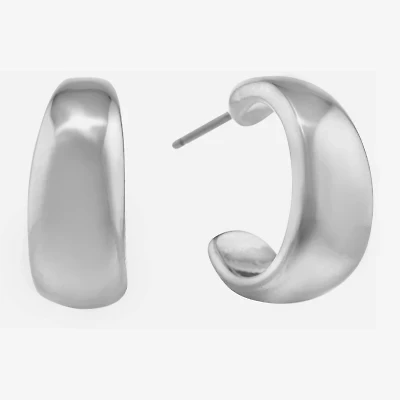 Liz Claiborne Silver Tone Small Womens 17mm Hypoallergenic Hoop Earrings