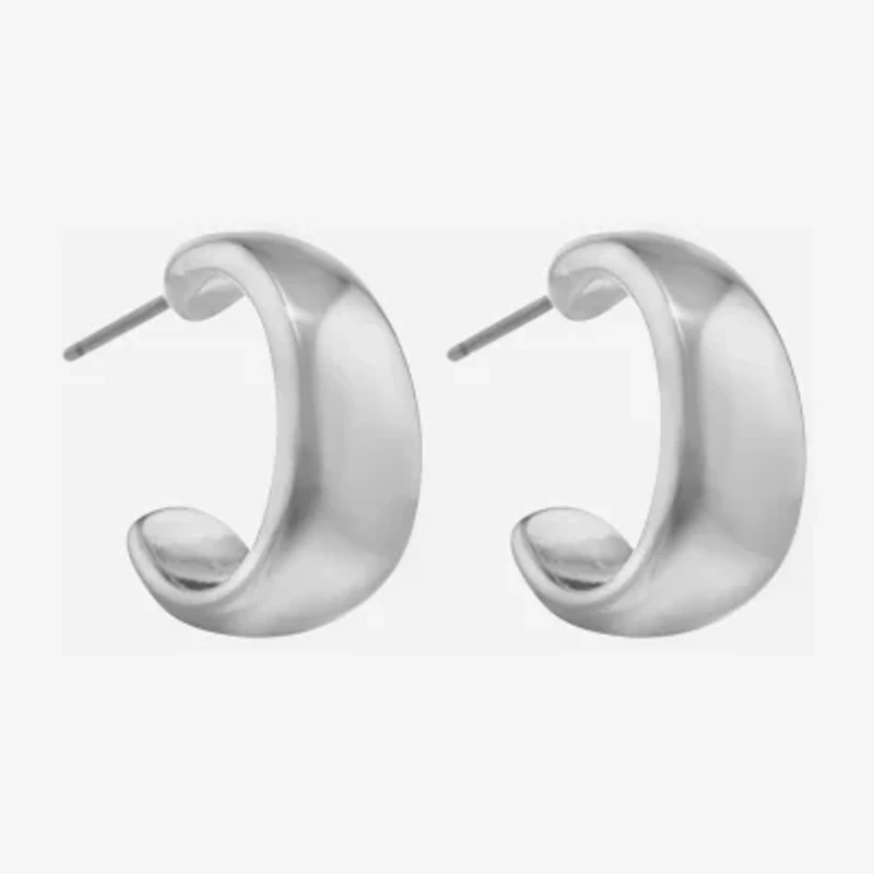 Liz Claiborne Silver Tone Small Womens 17mm Hypoallergenic Hoop Earrings