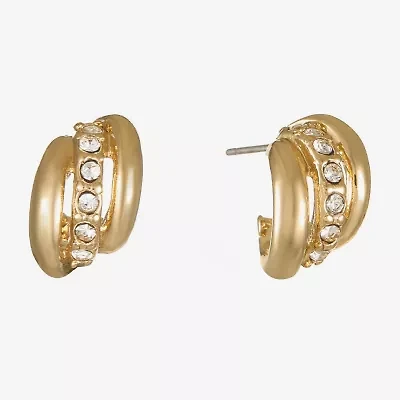 Monet Jewelry Gold Tone Huggie Womens Glass 13mm Hypoallergenic Hoop Earrings