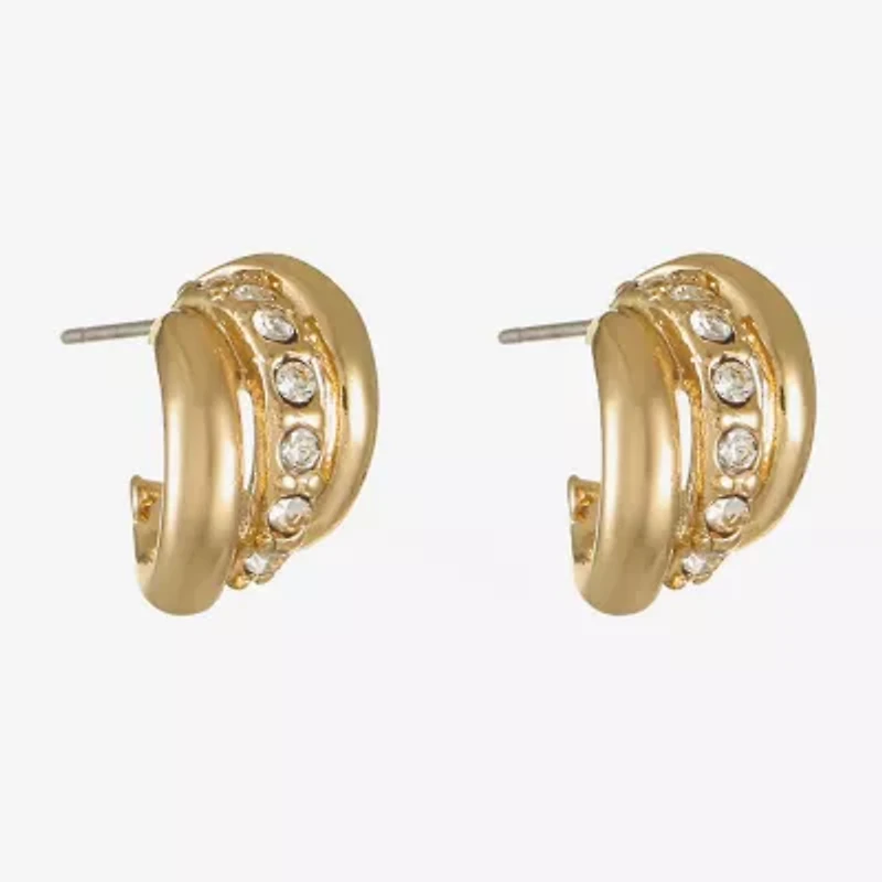 Monet Jewelry Gold Tone Huggie Womens Glass 13mm Hypoallergenic Hoop Earrings