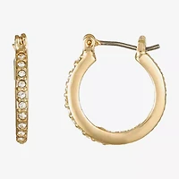 Monet Jewelry Gold Tone And Crystal Womens Crystal 17.3mm Hypoallergenic Hoop Earrings