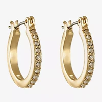 Monet Jewelry Gold Tone And Crystal Womens Crystal 17.3mm Hypoallergenic Hoop Earrings