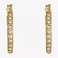 Monet Jewelry Gold Tone And Crystal Womens Crystal 17.3mm Hypoallergenic Hoop Earrings