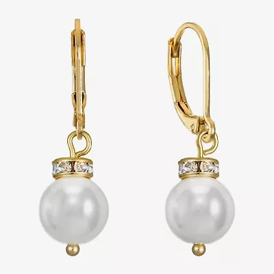 Monet Jewelry Womens White Simulated Pearl Ball Drop Earrings