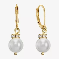 Monet Jewelry Womens White Simulated Pearl Ball Drop Earrings