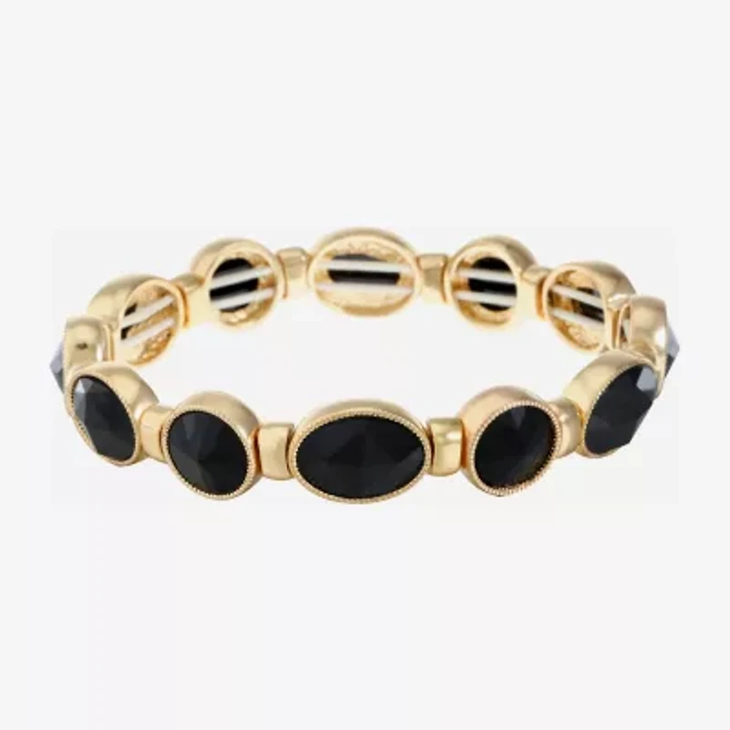 Monet Jewelry Gold Tone Womens Black Stretch Bracelet