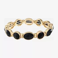 Monet Jewelry Gold Tone Womens Black Stretch Bracelet