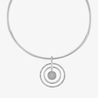 Liz Claiborne Silver Tone Womens 17 Inch Pendant Necklace