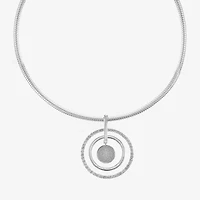 Liz Claiborne Silver Tone Womens 17 Inch Pendant Necklace