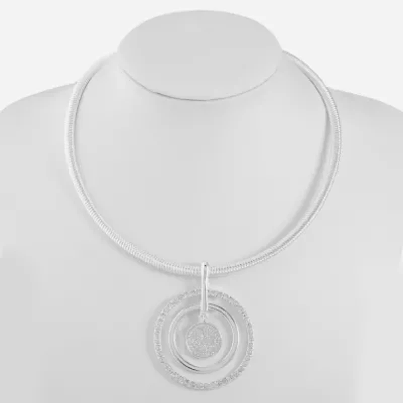 Liz Claiborne Silver Tone Womens 17 Inch Pendant Necklace