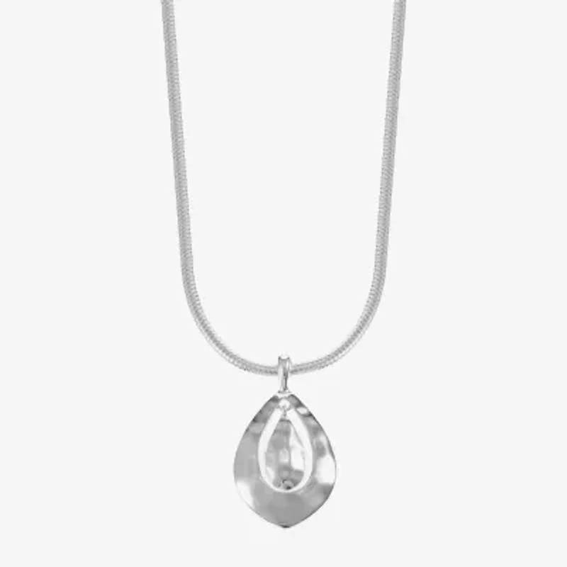 Liz Claiborne Silver Tone Womens 17 Inch Pendant Necklace